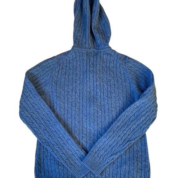 L.L. Bean Women’s Blue Zip-Up Cable Knit Lamb’s Wool Sweater Size S - Picture 7 of 7